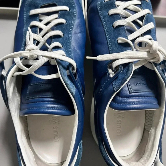Louis Vuitton Blue Leather and Suede Low Top Sneakers Size US MENS12 - Picture 10 of 13